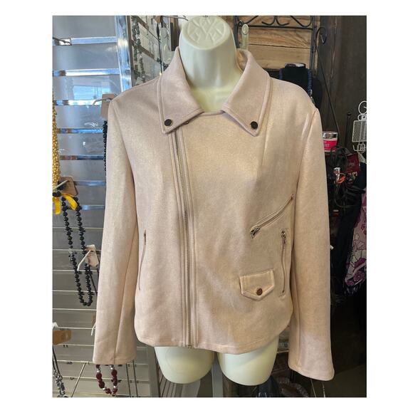 Solitaire by Ravi Khosla Women’s Metallic Pink Jacket Size Large Full Zip - Picture 1 of 6